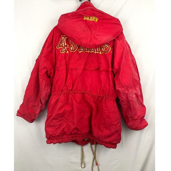 VTG NFL Embroidered Hooded Jacket Parka LARGE San Francisco 49ers Rare Superbowl - Picture 2 of 16